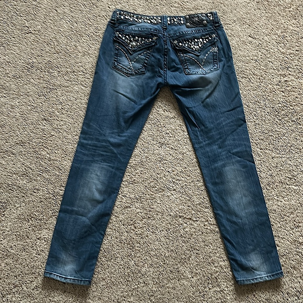 Miss Me Sexy Gems Sand Washed Blue Denim Skinny Jeans Pants **Size 30** 🔥🔥 - Picture 4 of 7